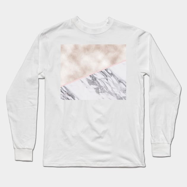 Florence rose gold pearl and marble Long Sleeve T-Shirt by marbleco